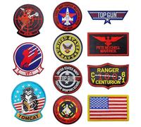 ZYEKIU Pack of 11 Iron-On Patches Embroidered USA Flag Patches Embroidered Air Force Navy Marine Army Jacket Tactical Military Logo Decorative Applique for Clothing Jacket Jeans Cap