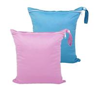 ZYEKIU Pack of 2 Wetbag Nursery Nappy Bag, Waterproof Wet Bag, 28 x 30 cm, Wet Bag, Reusable, Wet Bag Nursery for Changing Bag, Travel Bag, Laundry Bag (Blue and Pink)