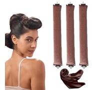 ZYEKIU Pack of 3 Curlers Curls Without Heat, Heat-Free Curlers, Hair Curler No Heat, Curling Iron Overnight with Hooks, Wave Formers for Medium Long Haa for All Hair Types (Brown)