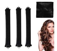 ZYEKIU Pack of 3 Curlers Curls Without Heat, Heat-Free Curlers, Hair Curler No Heat, Curling Iron Overnight with Hooks, Wave Formers for Medium Long Haa (Black)