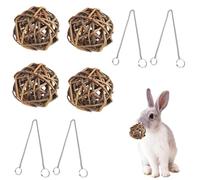 ZYEKIU Pack of 4 Chewing Balls Budgie Toy, Natural Bird Toy, Natural Willow Ball with 4 Hanging Chains, Toy for Chewing, Climbing, for Rabbits, Guinea Pigs, Chinchillas Bird (10 cm)