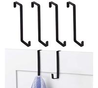 ZYEKIU Pack of 4 Premium Door Hooks for Hanging, Type Z, Door Hooks, Exterior Door Hooks, Black Door Wreath, Hooks, Coat Hooks, Door Hangers, Made of Solid Metal, Can Hold 15 kg for All Standard Doors