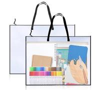 ZYETGH Large Portfolio Bag, 2 PCS Art Portfolio Case with Handle 24x36 Inch Transparent Mesh Handbag Files Tote with Zipper Handle for Storing Paintings Documents