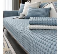 ZYFAB Cooling Couch Covers for Sofa Washable Non Slip Sofa Cover Luxury Premium Ice Silk Fabric Sofa Pad Modern 3D Geometric Soft Sofa Protector Breathable Sectional,Blue,70 * 90cm