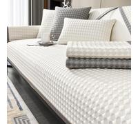 ZYFAB Cooling Couch Covers for Sofa Washable Non Slip Sofa Cover Luxury Premium Ice Silk Fabric Sofa Pad Modern 3D Geometric Soft Sofa Protector Breathable Sectional,White,70 * 90cm