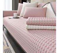 ZYFAB Cooling Couch Covers for Sofa Washable Non Slip Sofa Cover Luxury Premium Ice Silk Fabric Sofa Pad Modern 3D Geometric Soft Sofa Protector Breathable Sectional,Pink,90 * 120cm