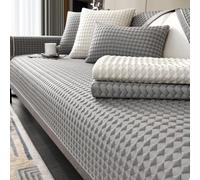 ZYFAB Cooling Couch Covers for Sofa Washable Non Slip Sofa Cover Luxury Premium Ice Silk Fabric Sofa Pad Modern 3D Geometric Soft Sofa Protector Breathable Sectional,Grey,110 * 110cm