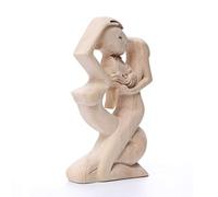 ZYFAB Romantic Statue Love Kissing Couple Wooden Sculpture Hand Crafted First Kiss Figurine Abstract Modern Art Home Decor Gift,a