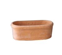 ZYFAB Rustic Shallow Terracotta Planter Pot with Drainage Hole, Wide Low Profile Oval Flower Box for Succulent Bonsai Moss Micro Landscape Indoor Outdoor Planting,A,Large