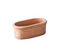 ZYFAB Rustic Shallow Terracotta Planter Pot with Drainage Hole, Wide Low Profile Oval Flower Box for Succulent Bonsai Moss Micro Landscape Indoor Outdoor Planting,A,Small