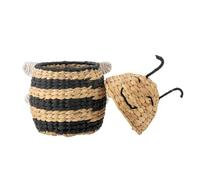 ZYFAB Straw-woven little bee Storage Basket Woven Basket with Lid, Decorative Woven Fruit Basket Bathroom Shelf Organizer for Living Room Decoration,A,30 * 45CM