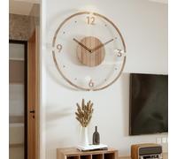 ZYFAB Vintage Transparent Acrylic Wall Clock - Silent Non-Ticking Battery Operated Round Decorative Clock for Living Room Bedroom, F, 35cm