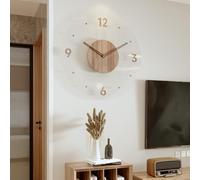 ZYFAB Vintage Transparent Acrylic Wall Clock - Silent Round Battery Operated Non-Ticking Decorative for Living Room Bedroom, B, 35cm
