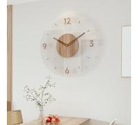 ZYFAB Vintage Wood Wall Clock, Transparent Acrylic Wall Clock Round Silent Wall Clock Battery Operated Non-Ticking Decorative Clock for Living Room Bedroom,A,30cm