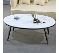 ZYFBD Oval marble coffee table, living room center table, modern marble texture tabletop, 4 metal table legs, suitable for small space decoration in home and office