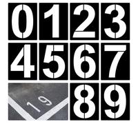 ZYFC 8 inch / 12 inch 0 to 9 Large Number Stencils Set, 10 Pieces Reusable Plastic Curb Address Number Stencils Road Sign Digital Templates for Painting DIY Mailbox Parking Lot Door (12 inch)