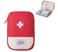 ZYFC Small Travel Medicine Bag, Empty First Aid Kit, Mini On-The-Go Medical Kit, Red