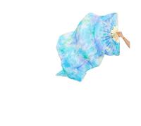 ZYFHYU 1pair/1pc Real Silk Belly Dance Fans Veil Bamboo Ribs Handmade Dyed Dance Performance Long Fan Belly Dancing Fans for Belly(1pc Right-type 10,230x90cm)