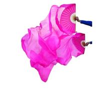 ZYFHYU 1pair/1pc Real Silk Belly Dance Fans Veil Bamboo Ribs Handmade Dyed Dance Performance Long Fan Belly Dancing Fans for Belly(1pair-type 2,180x90cm)