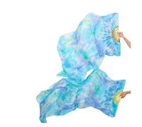 ZYFHYU 1pair/1pc Real Silk Belly Dance Fans Veil Bamboo Ribs Handmade Dyed Dance Performance Long Fan Belly Dancing Fans for Belly(1pair-type 10,250x90cm)