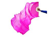 ZYFHYU 1pair/1pc Real Silk Belly Dance Fans Veil Bamboo Ribs Handmade Dyed Dance Performance Long Fan Belly Dancing Fans for Belly(1pc Right-type 2,120x90cm)
