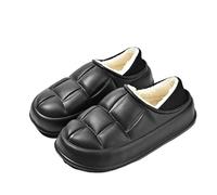 ZYFHYU Autumn and Winter Waterproof Cotton Slippers Women's Home Slippers Indoor Shoes Plush Couple Shoes for Women(Black,40-41)