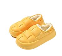 ZYFHYU Autumn and Winter Waterproof Cotton Slippers Women's Home Slippers Indoor Shoes Plush Couple Shoes for Women(Yellow,36-37)