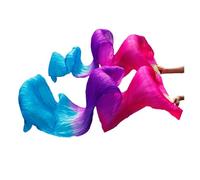 ZYFHYU Belly Dance Fan Dance Silk Veils 1pc Left Hand+1pc Right Hand for Belly(Color 12,230x90cm Real Silk)