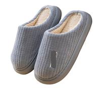 ZYFHYU Couple Slippers Indoor Stripe Fluff Memory Foam Fluffy EVA Anti-skid Soft Heel Non Slip Plush Slippers Women's Winter Houseshoes for Women(Grey,42-43(25.5-26cm))