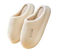 ZYFHYU Couple Slippers Indoor Stripe Fluff Memory Foam Fluffy EVA Anti-skid Soft Heel Non Slip Plush Slippers Women's Winter Houseshoes for Women(White,42-43(25.5-26cm))