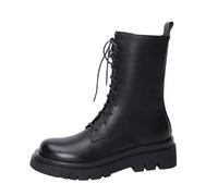 ZYFHYU Leather Snow Boots Winter Ankle Boots Lace Up Nature Wool Keep Warm Women Boots for Girls(Black,11)