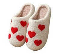 ZYFHYU Popular Colorful Rainbow Plush Slippers for Women Cartoon Cute and Heart Design for Women(Heart,EU 35)