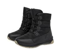 ZYFHYU Snow Boots Women Waterproof Keep Warm Plush Platform Shoes Female Lace Up Mid-Calf Boots Winter Shoes for Girls(Black,7.5)