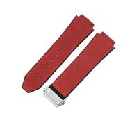 ZYFHYU Soft Comfortable Frosting Cowhide Watch Strap for Classic 19mm Rubber Underskin Wristband Replacement for Men Women for Men Women(Red-Steel)