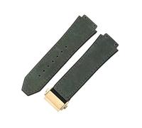ZYFHYU Soft Comfortable Frosting Cowhide Watch Strap for Classic 19mm Rubber Underskin Wristband Replacement for Men Women for Men Women(Green-Golden)