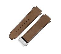 ZYFHYU Soft Comfortable Frosting Cowhide Watch Strap for Classic 19mm Rubber Underskin Wristband Replacement for Men Women for Men Women(Coffee-Steel)