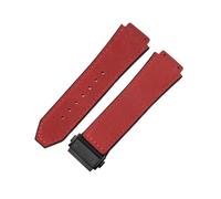 ZYFHYU Soft Comfortable Frosting Cowhide Watch Strap for Classic 19mm Rubber Underskin Wristband Replacement for Men Women for Men Women(Red-Black)