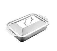 ZYFHYU Stainless steel multi-purpose plate Barbecue Fish Pan With Lid, Rectangular Household Double Ear Bottle, Square Tray, Plate, Grilled for Party, Events, Table Service(1pc)