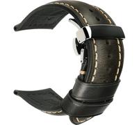 ZYFHYU Unisex PU Leather Watch Strap in 18mm, 19mm, 20mm, 22mm, 24mm, 26mm, Oil Wax Watchband Bracelet for tables(Light Black,21mm)