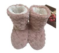 ZYFHYU Winter Women Slippers Shoes Winter Couple Floor Socks Adult Non-Slip Thickening Velvet Indoor Dance High-Tube Slippers for Women(Deep pink,43-44)