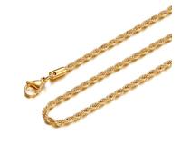 ZYFSHA 18k Real Gold Plated Rope Chain Necklace 2.5mm 8mm Stainless Steel Men Chain Necklace Women Chains 16 Inches 36 Inches