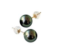 ZYFSHA 18k Yellow Gold 7-11mm Black Round Seawater Cultured Pearl Stud Earrings Fine Jewelry for Women s (7)