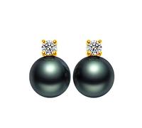 ZYFSHA 7-11mm Black Tahitian Round Seawater Cultured Pearl Stud Earrings Fine Jewelry for Women s (8)