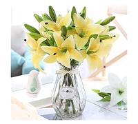 ZYFSHA Artificial Flowers Silk Flower Artificial Lily Flowers Fake Flowers with Vase Real Touch Flowers Bouquet for Wedding Party Home Garden Hotel Decoration Arrangement Fake Flowers