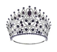 ZYFSHA Bride Crown Beauty Pageant Stage Show Tiaras And Crowns Rhinestone Baroque Full Circle Large Crown (Red)