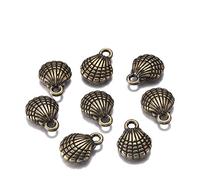 ZYFSHA Craft Making, 12pcs/lot 13x10mm Antique Gold Double Sided Shell Charms Pendants Findings For DIY Necklace Bracelet Supplies Accessories YC515(A Bronze)