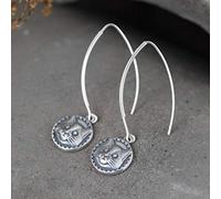 ZYFSHA Earrings for Women, Chinese Style Eardrop Earrings S925 Retro Literary Cat Earrings Female Temperament Simple Earrings Earring