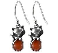 ZYFSHA Earrings for Women, Earring S Retro Frosted Red Agate Fox Earrings Korean Mini Small Animal Fox Earrings