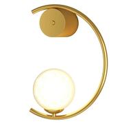 ZYFSHA Gold Plated Iron Base with Ball Frosted Glass Shade E27 Wall Lamp Compatible with Bedroom LED Lights Compatible with Room Decor LED Wall Lighting lofty ambition