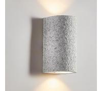ZYFSHA Handmade Modern Stone Texture Wall Sconce - Up Down Light Cylinder Lamp for Bedroom Corridor Entryway - 8" Height Natural Gray Decor with Star-Pattern Yellow Aent